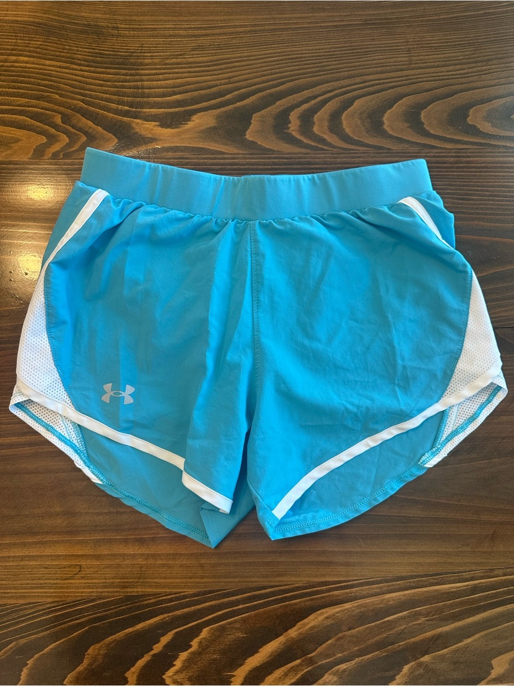 Under Armour Women's Turquoise Athletic Running Shorts with White Trim